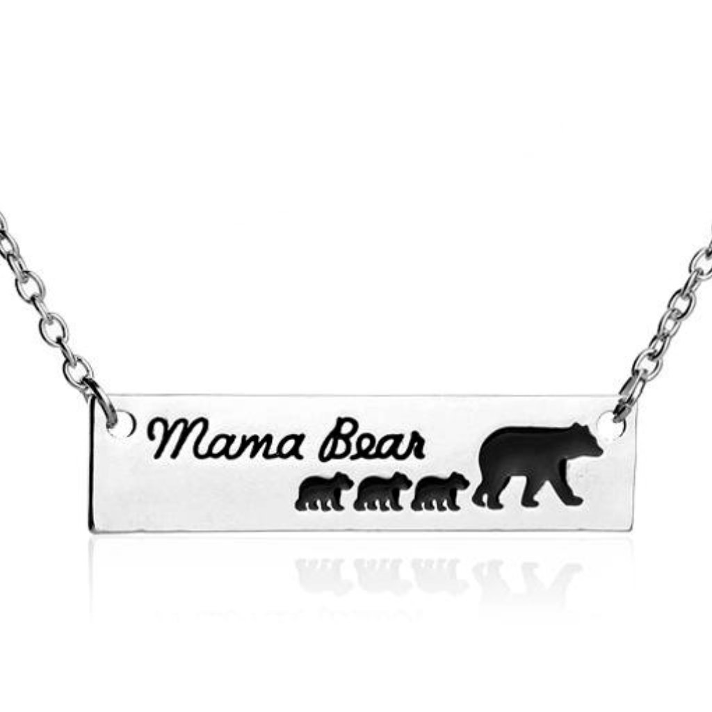 Silhouette Mama Bear 3 Baby Bear Necklace 16$